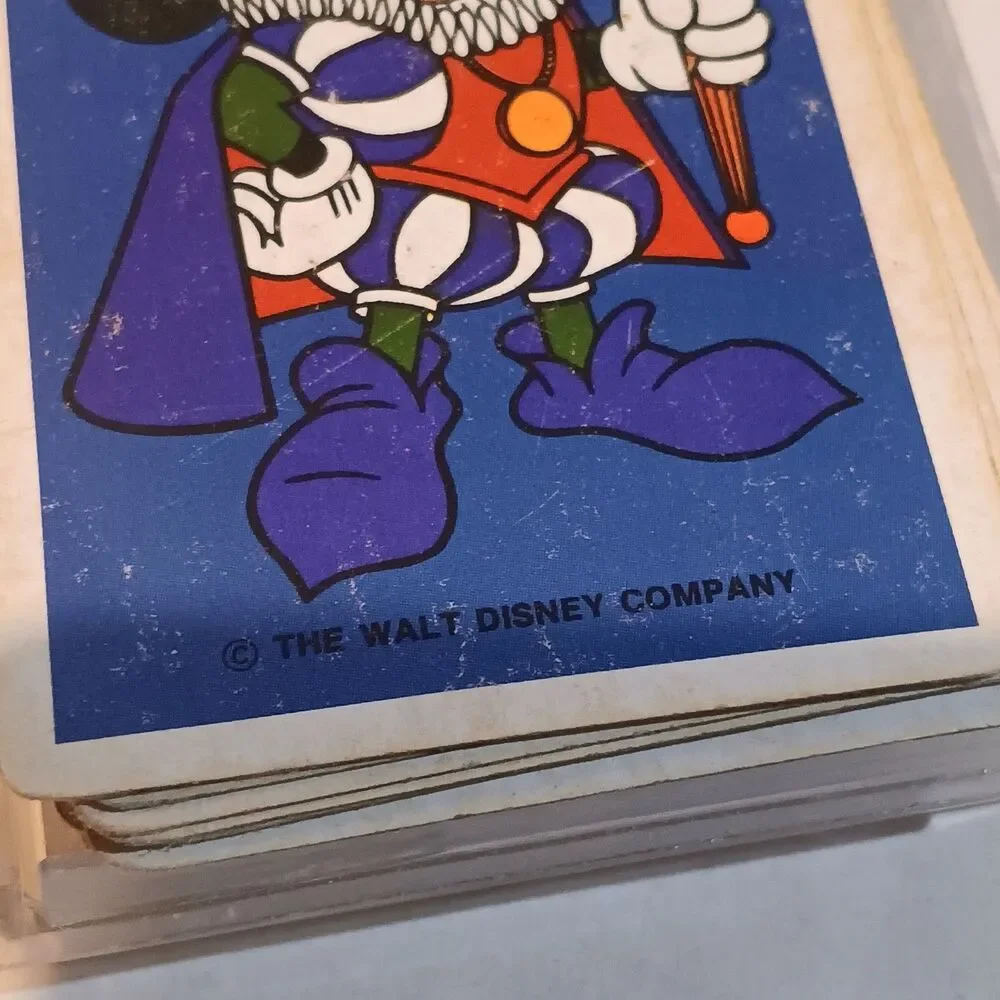 Vtg Walt Disney King Mickey Playing Cards-Hard Storage Box-1970s-Park Souvenir